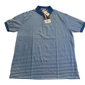 Vintage Boston Harbour Sportswear Polo Striped Blue & White Size XL NOS
